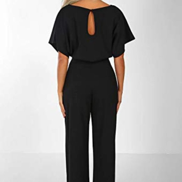 NWOT Queenie Visconti Sz Small black pants wide leg romper - Picture 3 of 4